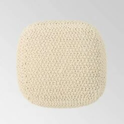 Elowski Knitted Pouf - Christopher Knight Home Beige -Ottomans Official Shop unnamed file 5751