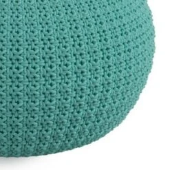 Holloway Round Knitted PET Polyester Pouf Aqua - WyndenHall -Ottomans Official Shop unnamed file 5758