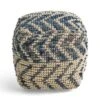 Freesia Boho Wool and Cotton Large Ottoman Pouf White/Blue - Christopher Knight Home -Ottomans Official Shop unnamed file 5767