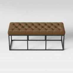 Trubeck Tufted Metal Base Bench Faux Leather Brown - Project 62™ -Ottomans Official Shop unnamed file 577