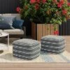 Anika Square Woven PET Polyester Pouf Navy/White - WyndenHall