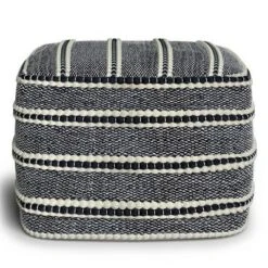 Anika Square Woven PET Polyester Pouf Navy/White - WyndenHall -Ottomans Official Shop unnamed file 5781