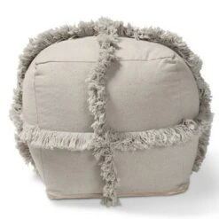 Alfro Handwoven Cotton Fringe Pouf Ottoman - Baxton Studio Gray 13 Alfro Handwoven Cotton Fringe Pouf Ottoman - Baxton Studio Gray -Ottomans Official Shop unnamed file 5786