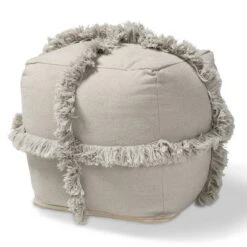 Alfro Handwoven Cotton Fringe Pouf Ottoman - Baxton Studio Gray 14 Alfro Handwoven Cotton Fringe Pouf Ottoman - Baxton Studio Gray -Ottomans Official Shop unnamed file 5787