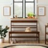Hearth & Hand W/Magnolia Furniture Wood Ladder Back Bench - Hearth & Hand™ with Magnolia Brown