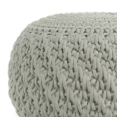 Cora Round Knitted PET Polyester Pouf Light Gray - WyndenHall 4 Cora Round Knitted PET Polyester Pouf Light Gray - WyndenHall – Image 2