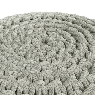 Cora Round Knitted PET Polyester Pouf Light Gray - WyndenHall 5 Cora Round Knitted PET Polyester Pouf Light Gray - WyndenHall – Image 3