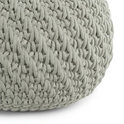 Cora Round Knitted PET Polyester Pouf Light Gray - WyndenHall 6 Cora Round Knitted PET Polyester Pouf Light Gray - WyndenHall – Image 4