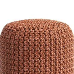 Allish Round Knitted PET Polyester Pouf Orange - WyndenHall -Ottomans Official Shop unnamed file 5796