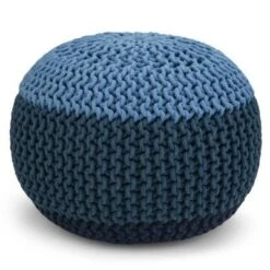 Rigby Hand Knit Round Pouf - Wyndenhall Navy Blue -Ottomans Official Shop unnamed file 5830