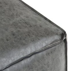 Polly Square Pouf Distressed Black Faux Leather - WyndenHall -Ottomans Official Shop unnamed file 5898