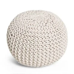Moro Handcrafted Modern Cotton Pouf - Christopher Knight Home Ecru -Ottomans Official Shop unnamed file 5911