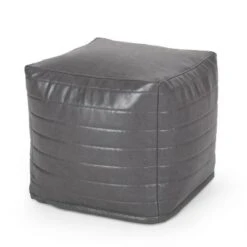 Baddow Contemporary Faux Leather Channel Stitch Cube Pouf - Christopher Knight Home Gray 19 Baddow Contemporary Faux Leather Channel Stitch Cube Pouf - Christopher Knight Home Gray -Ottomans Official Shop unnamed file 5931