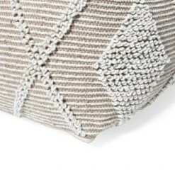 Brinket Large Contemporary Handcrafted Faux Yarn Square Pouf Ivory/Taupe - Christopher Knight Home -Ottomans Official Shop unnamed file 5936