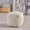 Brady Boho Wool Pouf Beige - Christopher Knight Home -Ottomans Official Shop unnamed file 5954