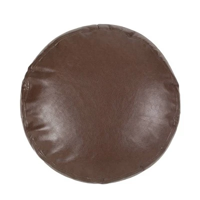 Baddow Contemporary Faux Leather Channel Stitch Cylinder Pouf - Christopher Knight Home Caramel 4 Baddow Contemporary Faux Leather Channel Stitch Cylinder Pouf - Christopher Knight Home Caramel – Image 2