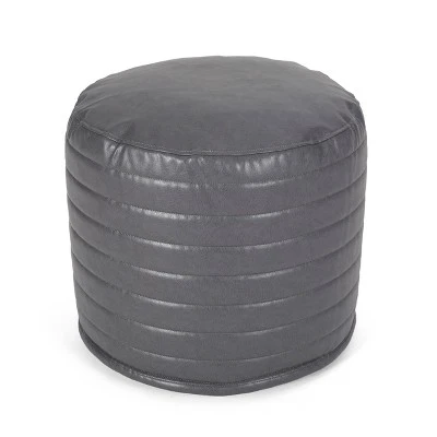 Baddow Contemporary Faux Leather Channel Stitch Cylinder Pouf - Christopher Knight Home Caramel 9 Baddow Contemporary Faux Leather Channel Stitch Cylinder Pouf - Christopher Knight Home Caramel – Image 7