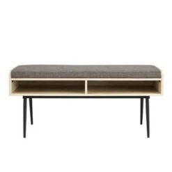 Mid-Century Modern 44" Open Storage Entry Bench - Saracina Home Dark Walnut/oatmeal -Ottomans Official Shop unnamed file 600