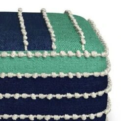 Judith Square Woven PET Polyester Pouf Aqua/Navy/White - WyndenHall -Ottomans Official Shop unnamed file 6024