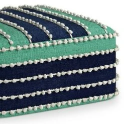 Judith Square Woven PET Polyester Pouf Aqua/Navy/White - WyndenHall -Ottomans Official Shop unnamed file 6025