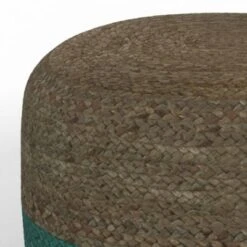 Maron Round Pouf Aqua/ Natural - WyndenHall -Ottomans Official Shop unnamed file 6040