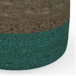 Maron Round Pouf Aqua/ Natural - WyndenHall -Ottomans Official Shop unnamed file 6042