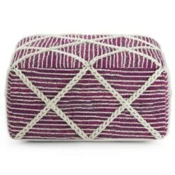 Woodley Square Pouf Magenta/Natural - WyndenHall -Ottomans Official Shop unnamed file 6050