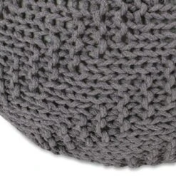 Barwick Modern Knitted Cotton Round Pouf Dark Gray - Christopher Knight Home -Ottomans Official Shop unnamed file 6075