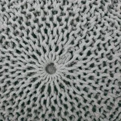 Hershel Modern Knitted Cotton Round Pouf - Christopher Knight Home Light Gray -Ottomans Official Shop unnamed file 6086