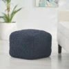 Pim Modern Knitted Cotton Cube Pouf Dark Blue - Christopher Knight Home -Ottomans Official Shop unnamed file 6094