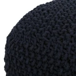 Pim Modern Knitted Cotton Cube Pouf Dark Blue - Christopher Knight Home -Ottomans Official Shop unnamed file 6096