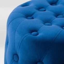 Lynwood Velvet Round Tufted Pouf Blue - CorLiving -Ottomans Official Shop unnamed file 6170