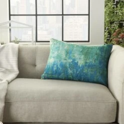 Mina Victory Outdoor Pillows AS130 Blue/Green -Ottomans Official Shop unnamed file 6184