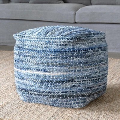 Park Hill Collection Woven Recycled Denim Pouf 3 Park Hill Collection Woven Recycled Denim Pouf