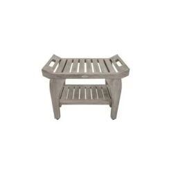 24" Tranquility GR156 Wide Teak Wood Shower Bench with Handles - CoastalVogue
