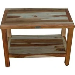 24" Eleganto ED1001 Wide Teak Shower Bench with Shelf - EcoDecors -Ottomans Official Shop unnamed file 6237