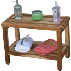 24" Eleganto ED1001 Wide Teak Shower Bench with Shelf - EcoDecors -Ottomans Official Shop unnamed file 6238