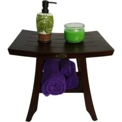 18" Satori DT167 Wide Teak Wood Shower Bench with Shelf - DecoTeak -Ottomans Official Shop unnamed file 6264