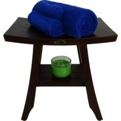 18" Satori DT167 Wide Teak Wood Shower Bench with Shelf - DecoTeak -Ottomans Official Shop unnamed file 6265