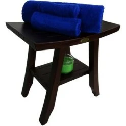 18" Satori DT167 Wide Teak Wood Shower Bench with Shelf - DecoTeak -Ottomans Official Shop unnamed file 6266