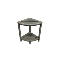 12" SnazzyCorner GR30 Wide Teak Wood Shower Bench with Shelf - CoastalVogue