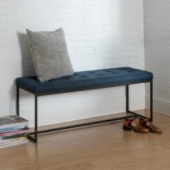 48" Upholstered Bench with Metal Base - Saracina Home Tan