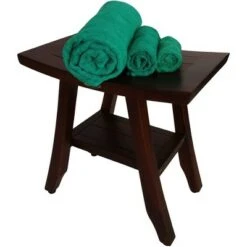 18" Satori DT90 Wide Teak Wood Shower Bench with Shelf - DecoTeak -Ottomans Official Shop unnamed file 6345