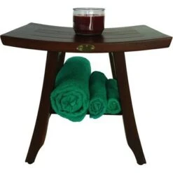 18" Satori DT90 Wide Teak Wood Shower Bench with Shelf - DecoTeak -Ottomans Official Shop unnamed file 6346