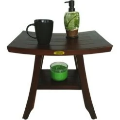 18" Satori DT90 Wide Teak Wood Shower Bench with Shelf - DecoTeak -Ottomans Official Shop unnamed file 6347