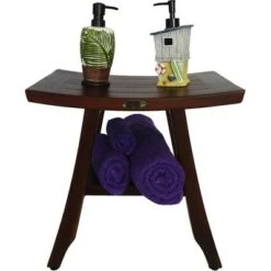 18" Satori DT90 Wide Teak Wood Shower Bench with Shelf - DecoTeak -Ottomans Official Shop unnamed file 6349