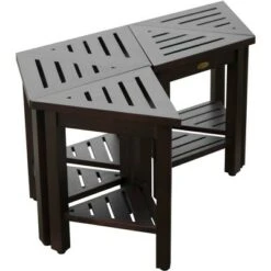 17" FlexiCorner Wide Teak Shower Shelf with Shelf Dark Brown - DecoTeak -Ottomans Official Shop unnamed file 6359