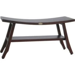 34" Satori DT176 Wide Teak Wood Shower Bench with Shelf - DecoTeak