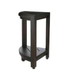 12" SnazzyCorner DT130 Wide Teak Wood Shower Bench with Shelf - DecoTeak