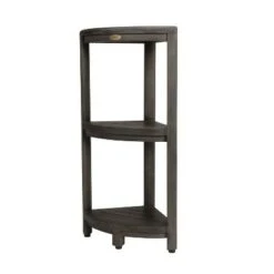 32" SnazzyCorner Tall Teak Shower Shelf Light Gray - CoastalVogue